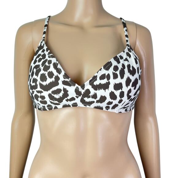 New J. Crew Leopard Print Padded Cross Over Bikini Top - Picture 6 of 6